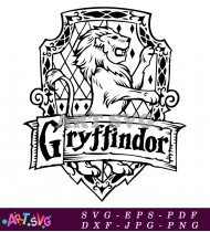 Black And White Lion Crest Of Gryffindor SVG