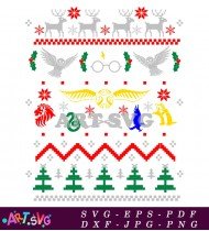 Ugly Christmas Sweater With Hogwarts Houses SVG