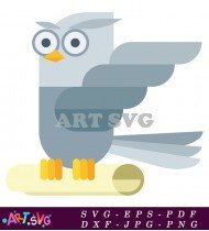 Grey Owl Illustration Design Vector SVG