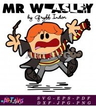 Mr Weasley With Wand Cartoon SVG