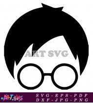 Silhouette Of Harry Potter With Round Glasses SVG