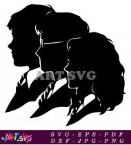 Harry And Hermione Silhouette Couple Profile SVG