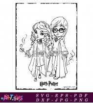 Harry Potter and Hermione Couple Cartoon SVG