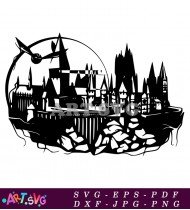 Hogwarts Silhouette School Castle Graphic Design SVG