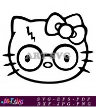 Cute Hello Kitty Glasses Witch Costume Design SVG