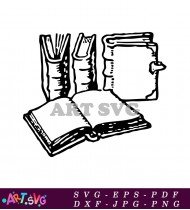 Black And White Simple Stack Of Books Design SVG