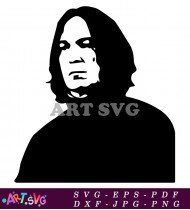 Severus Snape Harry Potter Character Black and White SVG