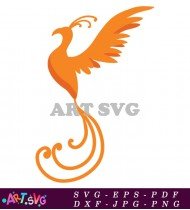 Orange Phoenix Flying Mythological Creature Illustration SVG 1