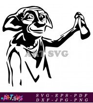 Simple Black And White House Elf SVG