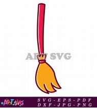 Flying Witch Broom Vector Silhouette Clipart Design SVG 1