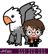 Harry Potter and Fawkes the Phoenix SVG