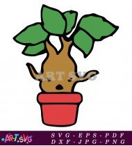 Mandrake In A Red Pot Illustration SVG