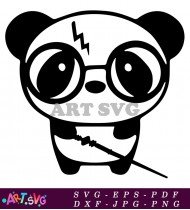 Cute Panda Wearing Glasses With A Lightning Bolt SVG