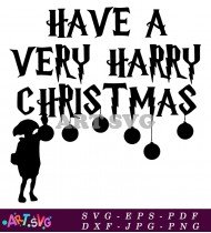 Merry Christmas Card With Dobby And Ornaments SVG