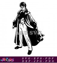 Harry Potter Character Silhouette Holding Book SVG