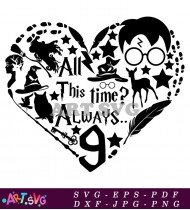 Always Time Heart Design Harry Potter Art SVG