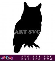 Owl Flying Silhouette Black And White Graphic SVG