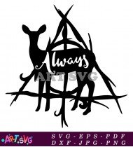 Always Deer Symbol Black White Silhouette SVG