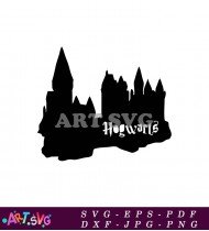 Hogwarts School Castle Black Silhouette SVG