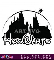 Hogwarts Castle Silhouette Black And White Vector SVG