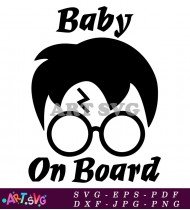 Baby On Board with Glasses Vector Art SVG