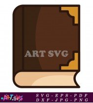 Brown Book With Golden Detail For Magic School SVG