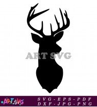 Black And White Silhouette Of A Deer Head SVG