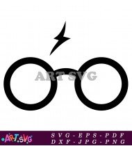 Round Black Glasses With Lightning Bolt Design SVG