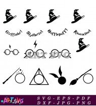 Hogwarts Houses Symbols Black And White SVG