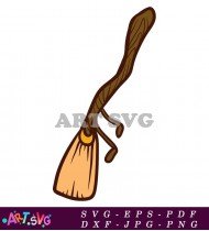 Broom With Brown Wooden Handle Cartoon SVG