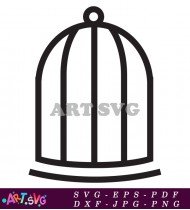 Black And White Bird Cage Drawing SVG