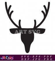 Deer Head Silhouette With Antlers Vector SVG