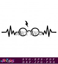 Black and White Heartbeat Line with Circle SVG