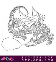 Dragon Illustration With Cloud SVG