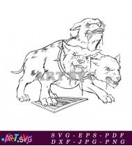 Line Art Illustration Of The Three Headed Dog SVG