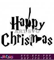 Happy Christmas Greeting With Hogwarts Style Font SVG