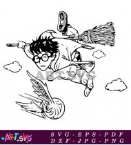 Harry Potter Flying With Broom SVG 1