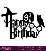 Happy Birthday Hogwarts Magical Theme Illustration SVG