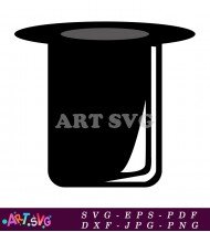 Black Top Hat with White Trim Outline SVG