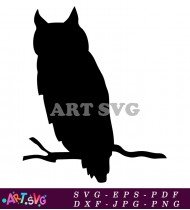 Black Silhouette Of An Owl In Flight SVG