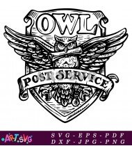 Black and White Owl Post Service Logo Design SVG