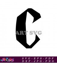 Black and White Illustration of a Letter C SVG 1