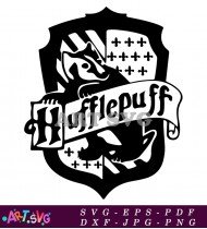 Hufflepuff Crest Hogwarts House Symbol Black White SVG