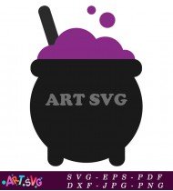 Magical Black Cauldron With Purple Potion SVG