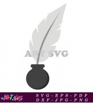 Black Quill And Ink Pot for Writing SVG