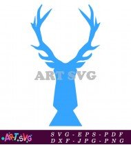 Blue Deer Head Silhouette Illustration SVG