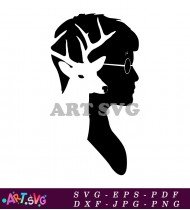 Black And White Illustration Of Stag Head SVG