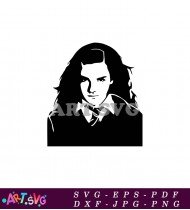 Hermione Granger Black and White Silhouette SVG