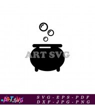 Simple Black Cauldron With Three Bubbles SVG