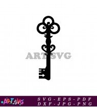 Elegant Black Key With Vintage Design SVG